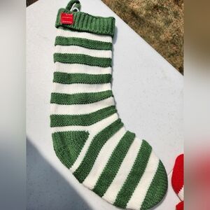 Green and white striped stocking